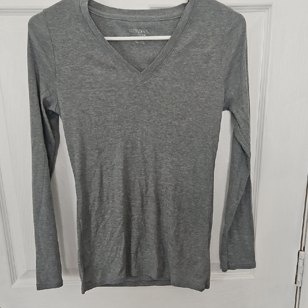 Merona Charcoal Long Sleeve V-Neck Tee